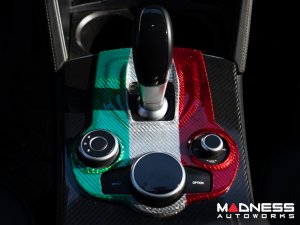  Alfa Romeo Stelvio Shift Gate & Stereo Control Trim - Carbon Fiber - Pre '20 - Italian Theme - Feroce Carbon
